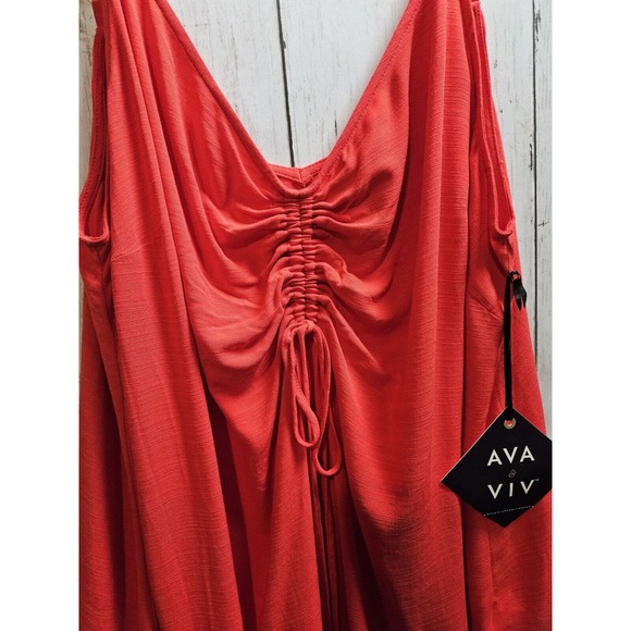 Ava & Viv Women's Tank top Cinched sleeveless sweetheart neck red size 1X - Picture 6 of 7